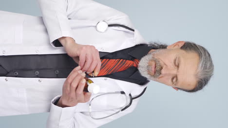 El-Video-Vertical-Del-Anciano-Médico-Describe-El-Uso-Del-Medicamento.